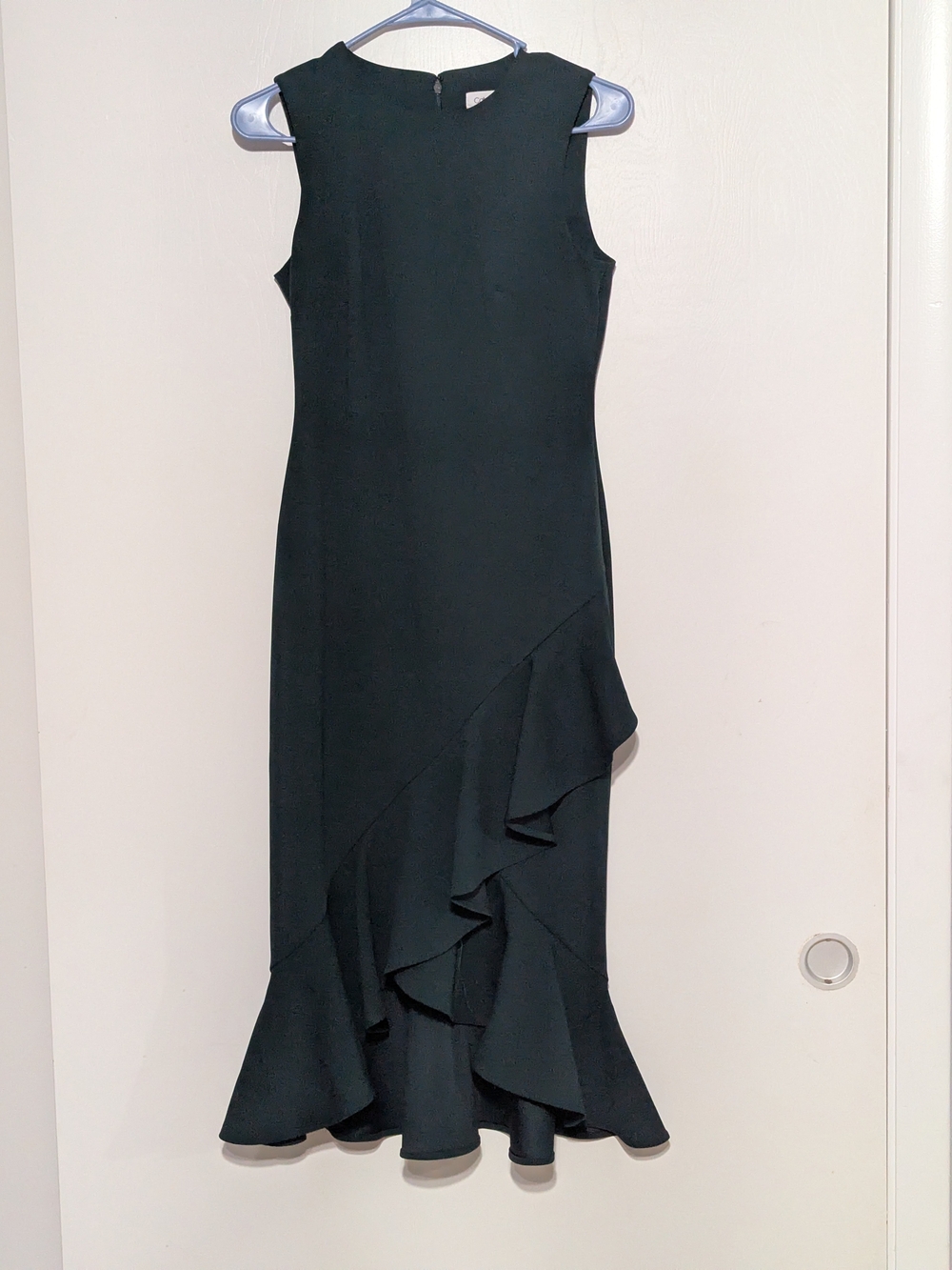 Calvin Klein Black Sleeveless Midi Dress with Ruffle Hem